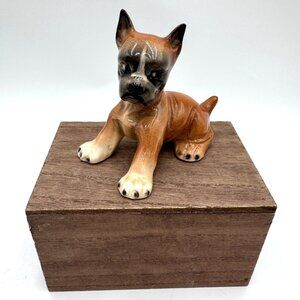 Vintage Jema Holland Boxer Dog Figurine Statue Ornament West Germany stamped 266